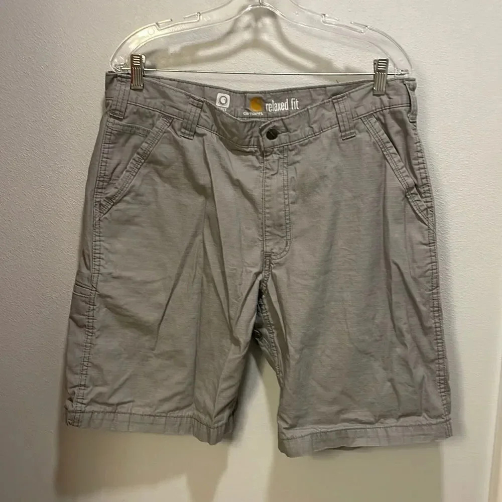 Carhartt Mens light grey relaxed fit cargo shorts